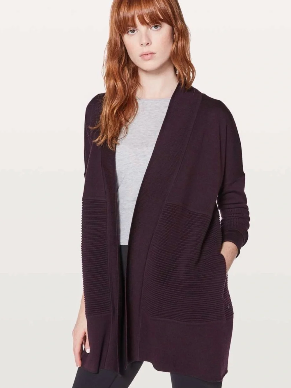 lululemon athletica Open-Front Longline Cardigan - Plum size M